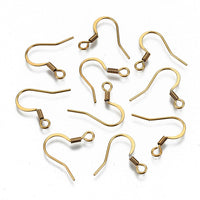 Stainless steel flat french earring hooks, 20 pcs (10 pairs) hypoallergenic ear wire, Silver, Gold, Rose gold