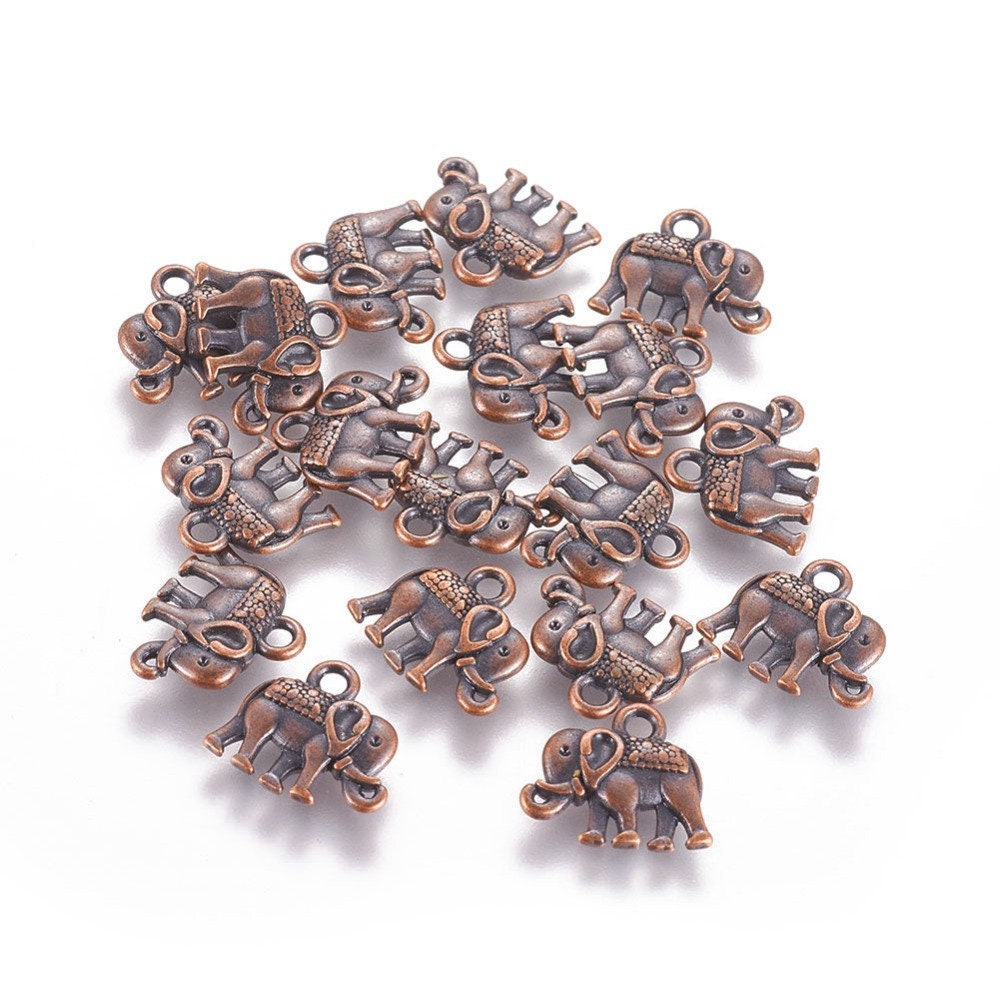 Cute elephant charms, 14mm tibetan animal charm, Gold, Silver, Copper, Nickel free metal pendants