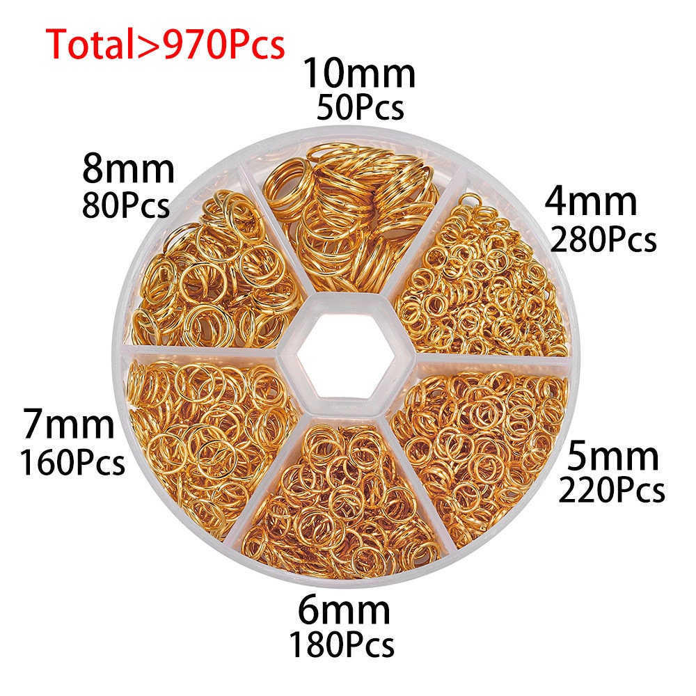 Jump ring kit, 970pcs assorted sizes, Hypoallergenic nickel free jewelry findings