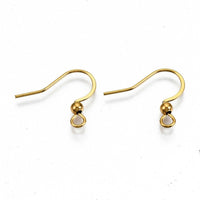 Stainless steel flat french earring hooks, 20 pcs (10 pairs) hypoallergenic ear wire, Silver, Gold