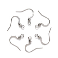 Stainless steel flat french earring hooks, 20 pcs (10 pairs) hypoallergenic ear wire, Silver, Gold
