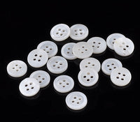 Mother of pearl buttons, Natural shell sewing buttons, 4 sizes available, 4 holes white shirt buttons