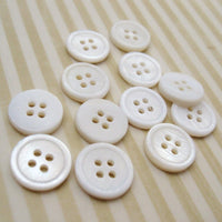 Mother of pearl buttons, Natural shell sewing buttons, 4 sizes available, 4 holes white shirt buttons