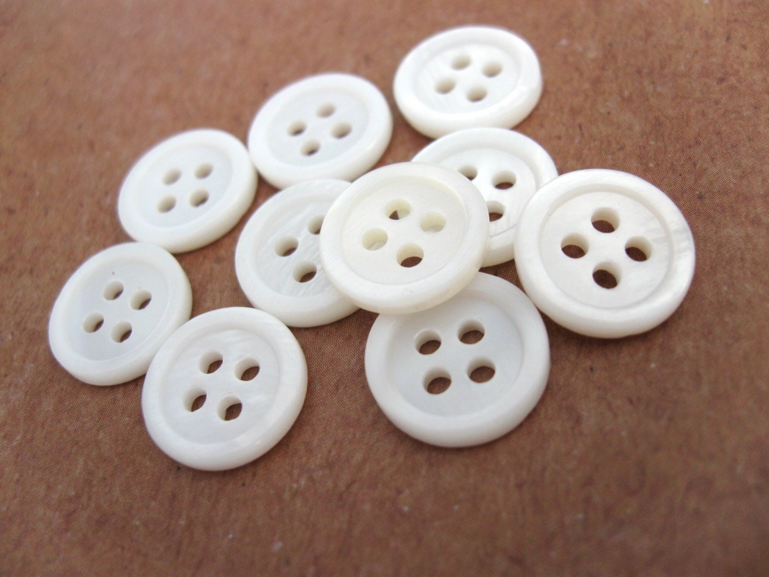 Mother of pearl buttons, Natural shell sewing buttons, 4 sizes available, 4 holes white shirt buttons