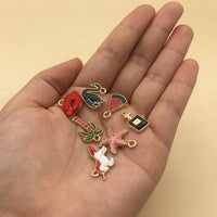 30 fun assorted enamel charms, Nickel free metal pendants, Cute mixed shapes for jewelry making