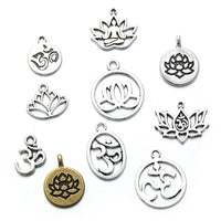 10 zen assorted charms, Nickel free metal pendants, Yoga, lotus, chakra mixed shapes for jewelry making