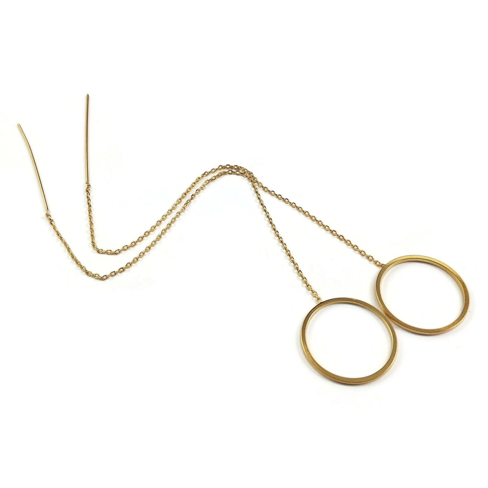 18K gold plated chain earwire, Hypoallergenic nickel free ear thread, Circle, heart or drop connector 