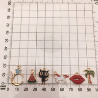 30 fun assorted enamel charms, Nickel free metal pendants, Cute mixed shapes for jewelry making