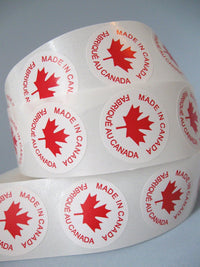 50 Made In Canada Labels - round sticker tags 1"