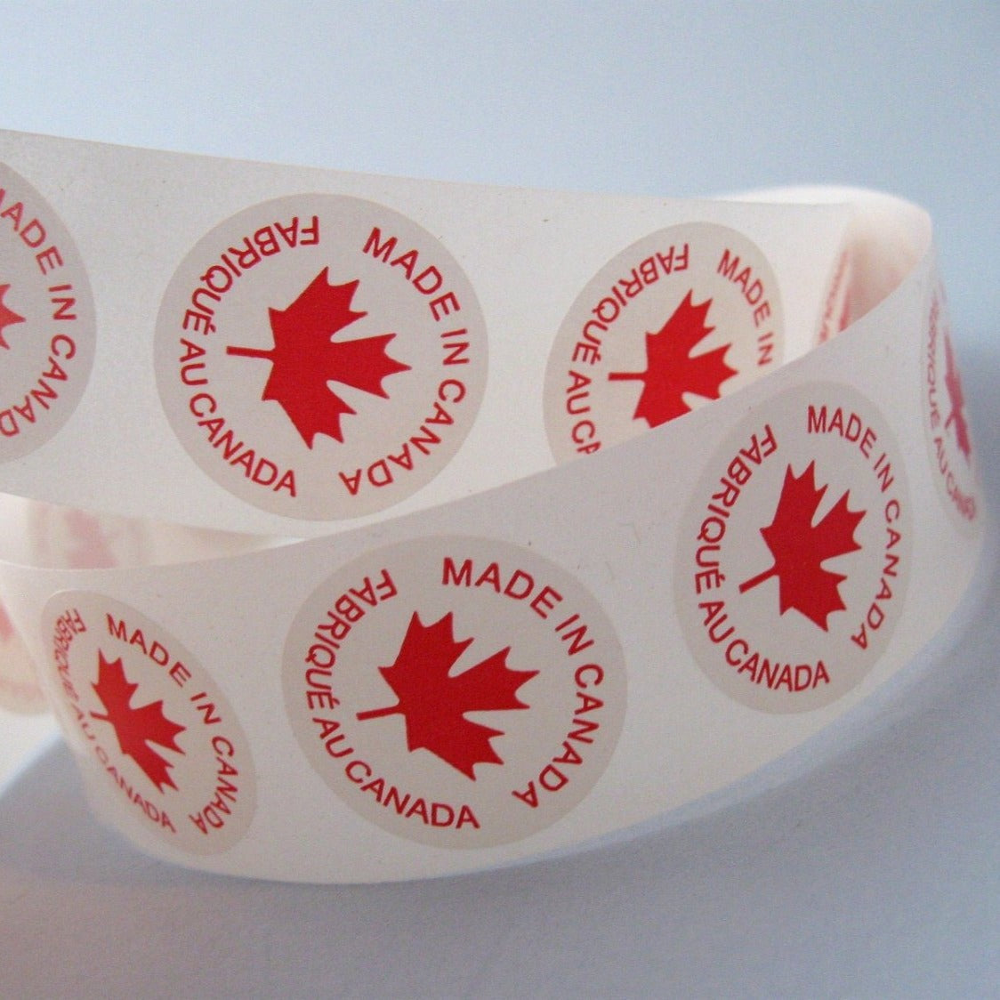 50 Made In Canada Labels - round sticker tags 1"