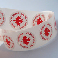 50 Made In Canada Labels - round sticker tags 1"