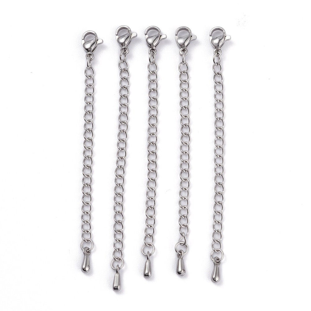 2.75" necklace extender, Stainless steel chain extender, Adjustable bracelet part, Gold, Silver