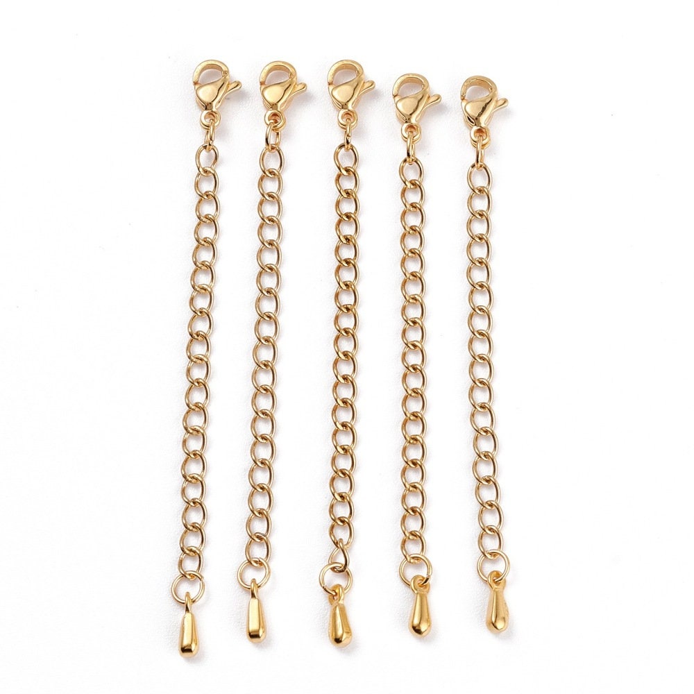 2.75" necklace extender, Stainless steel chain extender, Adjustable bracelet part, Gold, Silver