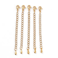 2.75" necklace extender, Stainless steel chain extender, Adjustable bracelet part, Gold, Silver