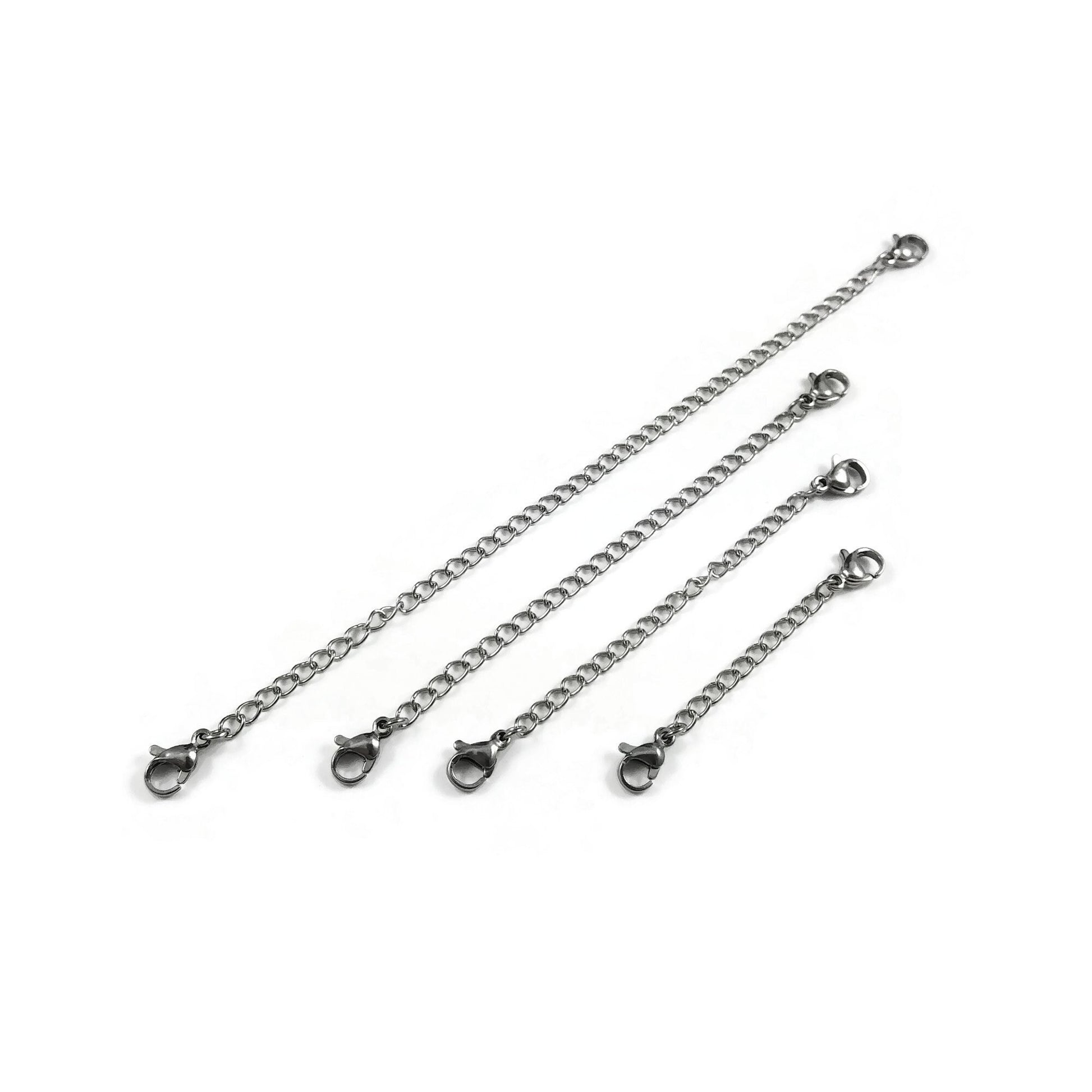 Necklace extender, Stainless steel chain extender, Adjustable bracelet part, 21K gold plated, Silver
