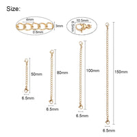 Necklace extender, Stainless steel chain extender, Adjustable bracelet part, 21K gold plated, Silver