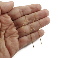 18K gold plated chain earwire, Hypoallergenic nickel free ear thread, Circle, heart or drop connector 