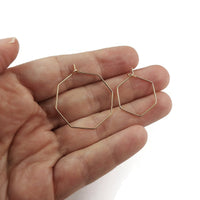 18K Gold plated hexagon hoops 2pcs (1 pair) - 2 size available - Nickel free brass geometric earwire