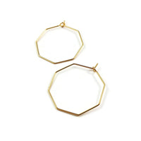 18K Gold plated hexagon hoops 2pcs (1 pair) - 2 size available - Nickel free brass geometric earwire