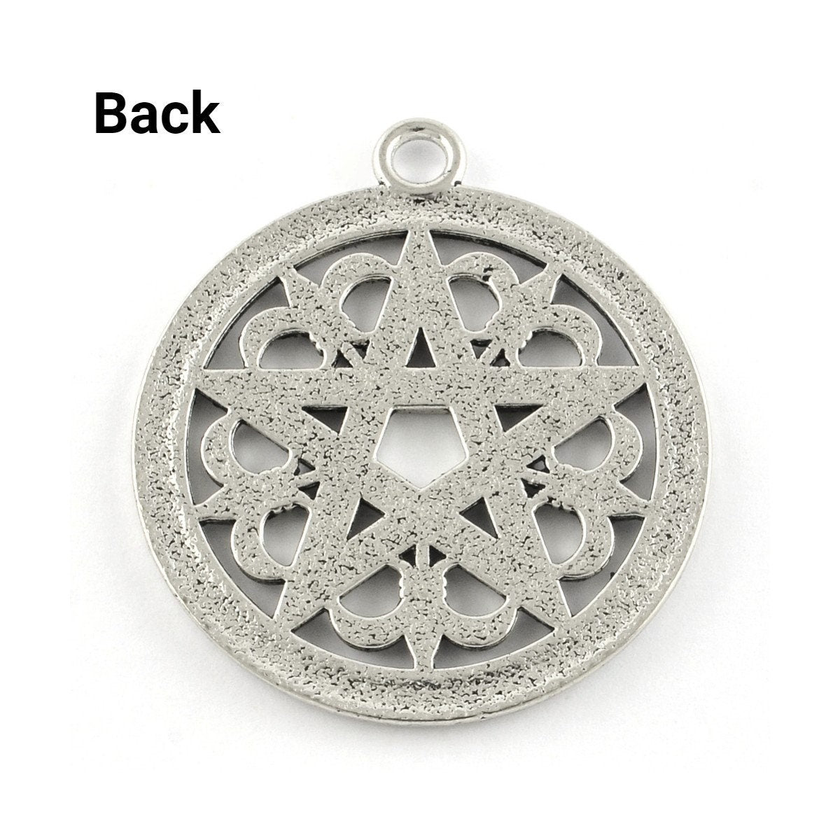 Silver pentagram pendant, 40mm nickel free metal pendants, Big pentacle star charms for jewelry making