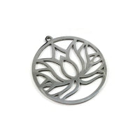 Lotus stainless steel pendant, Hypoallergenic DIY necklace supplies, Zen flower charm for jewelry making