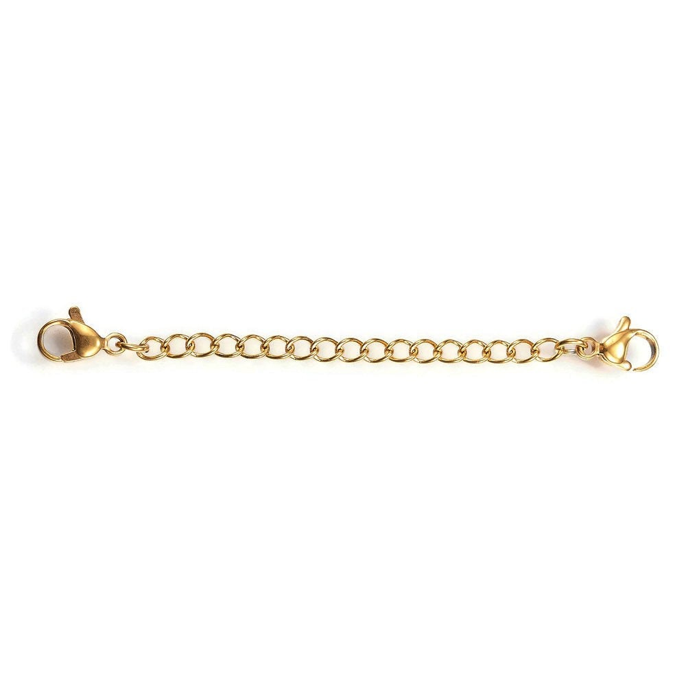 2" necklace extender, Stainless steel chain extender, Adjustable bracelet part, 21K gold plated, Silver