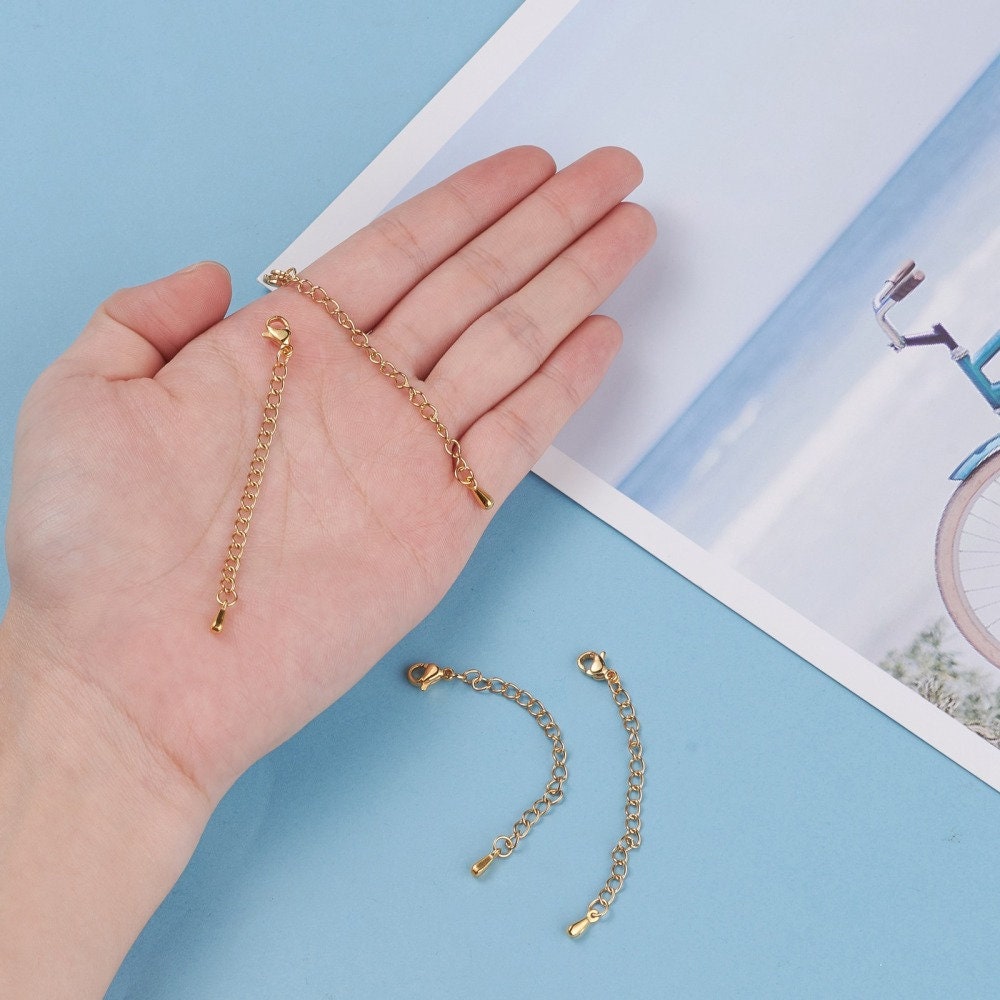 2.75" necklace extender, Stainless steel chain extender, Adjustable bracelet part, Gold, Silver