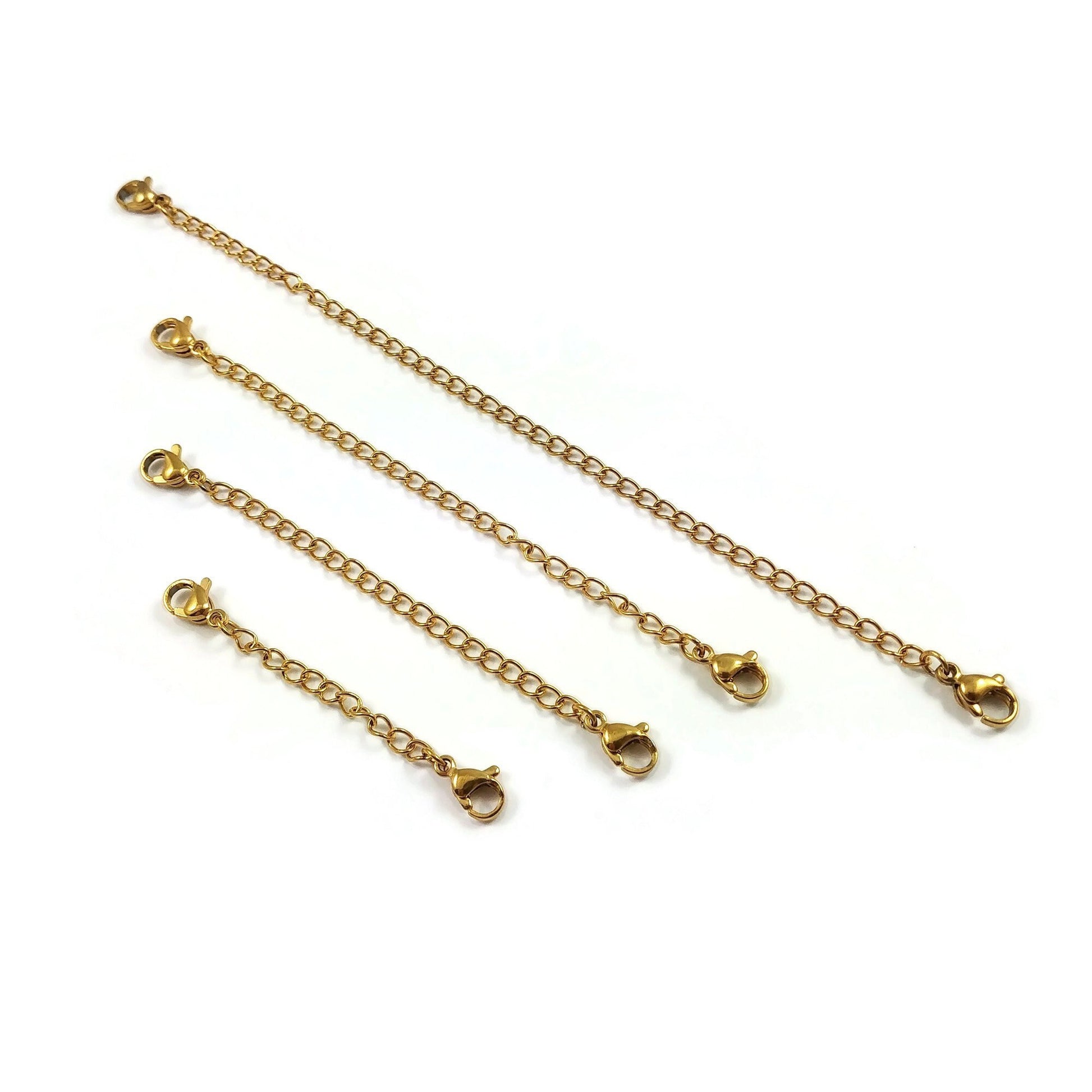 Necklace extender, Stainless steel chain extender, Adjustable bracelet part, 21K gold plated, Silver
