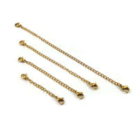 Necklace extender, Stainless steel chain extender, Adjustable bracelet part, 21K gold plated, Silver