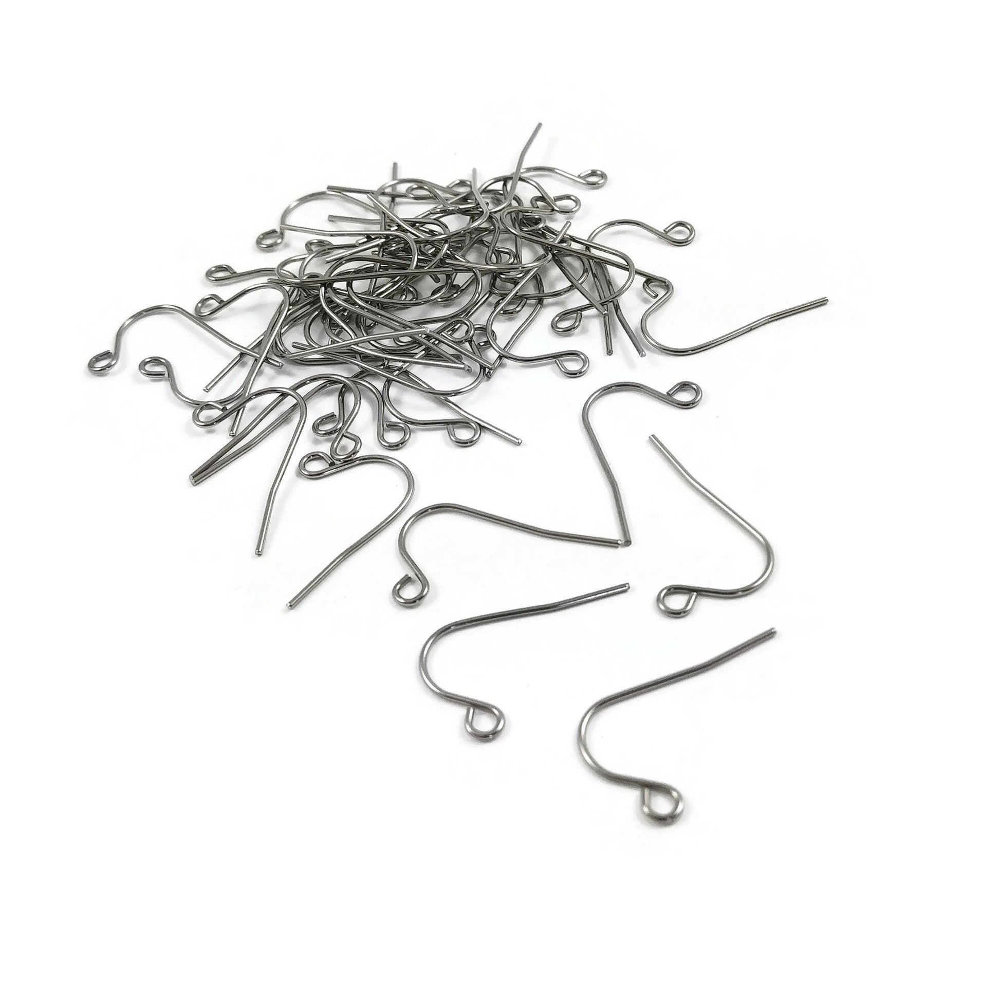 Surgical stainless steel hooks, 21 gauge earring findings, Hypoallergenic silver earwire, Jewelry making