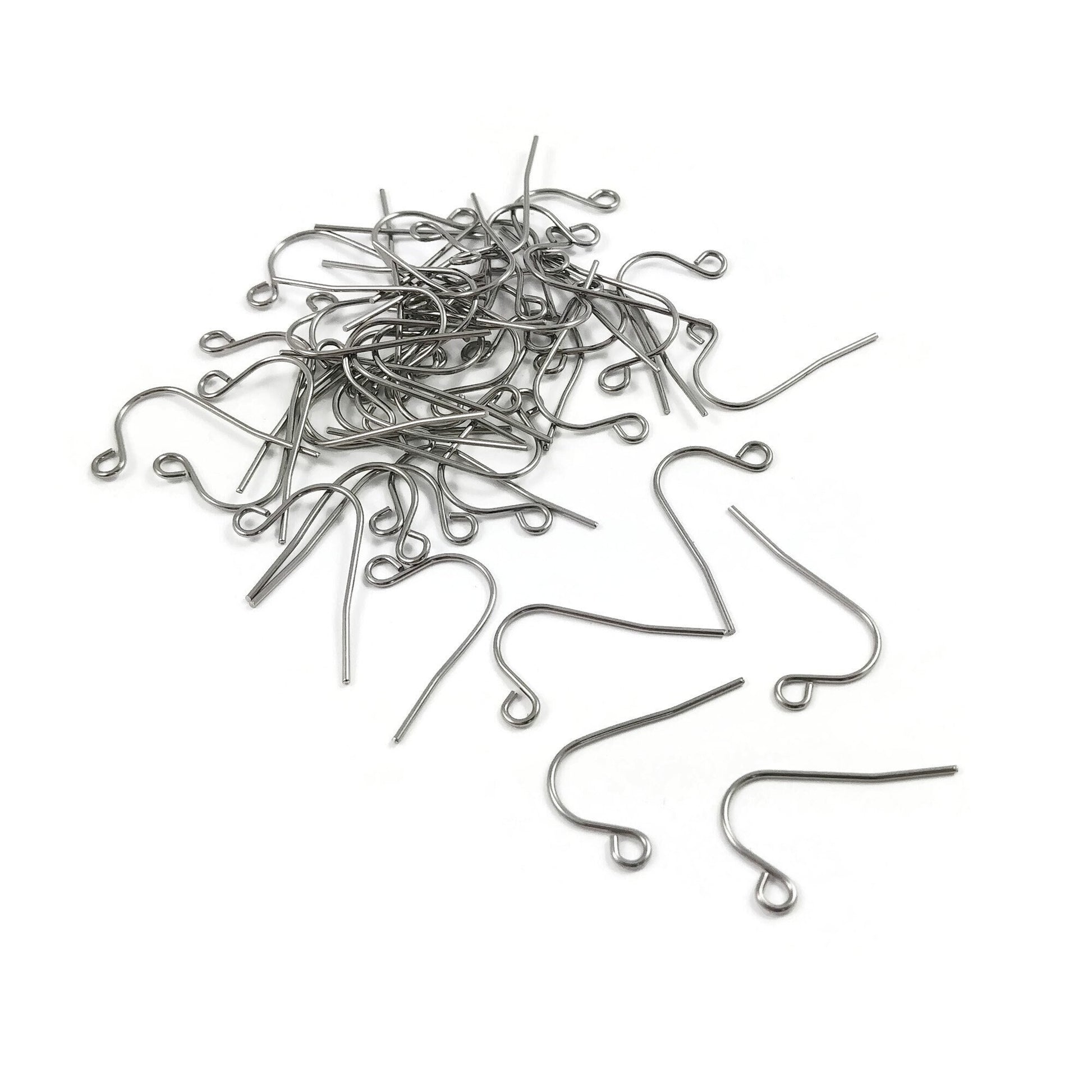 Surgical stainless steel hooks, 21 gauge earring findings, Hypoallergenic silver earwire, Jewelry making