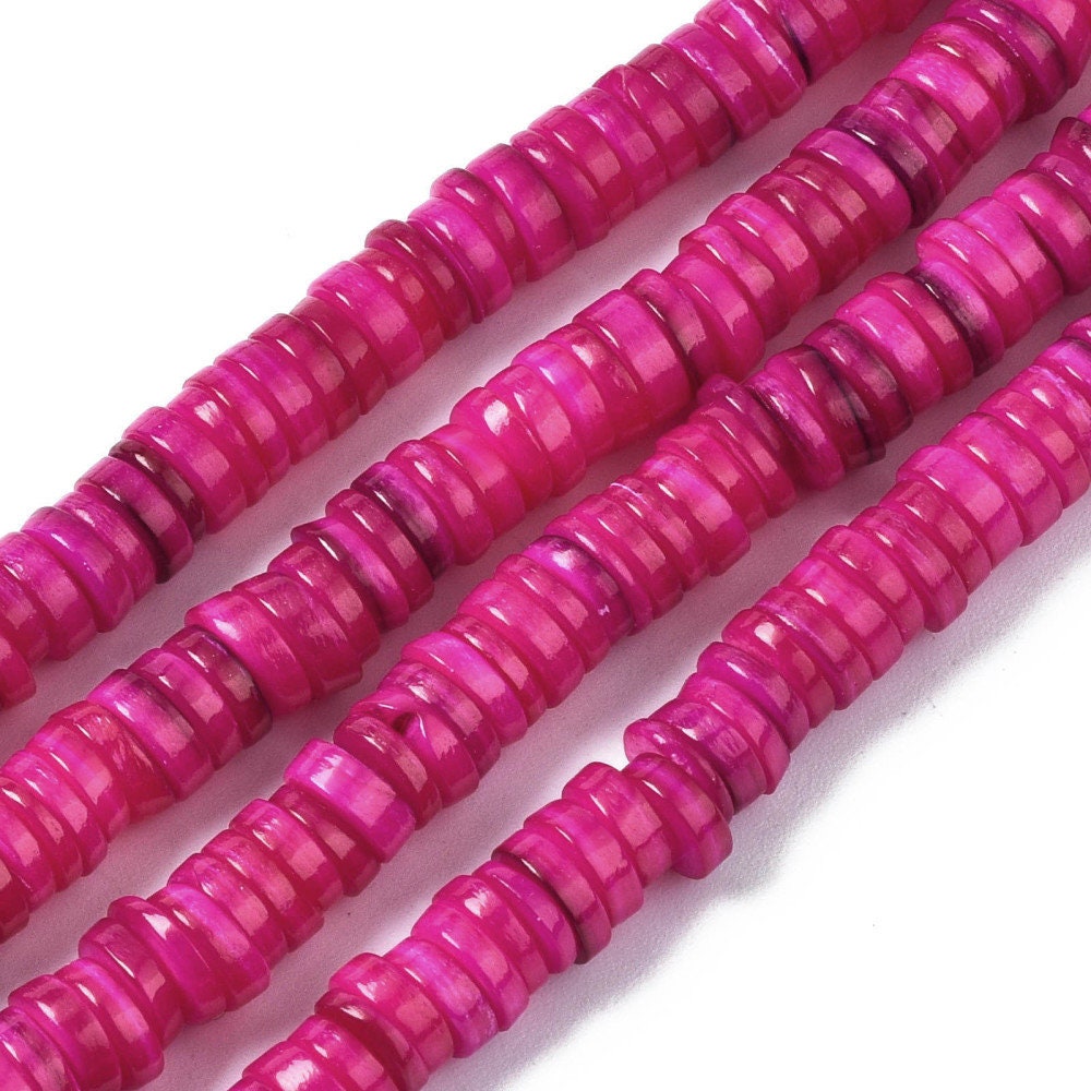 Natural freshwater shell beads, 6mm heishi spacer beads, Colorful beads for jewelry making