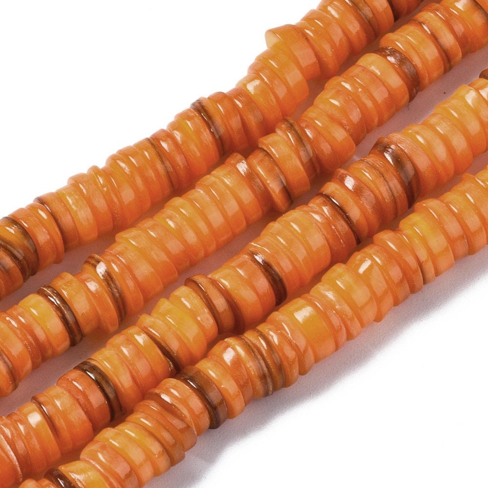 Natural freshwater shell beads, 6mm heishi spacer beads, Colorful beads for jewelry making