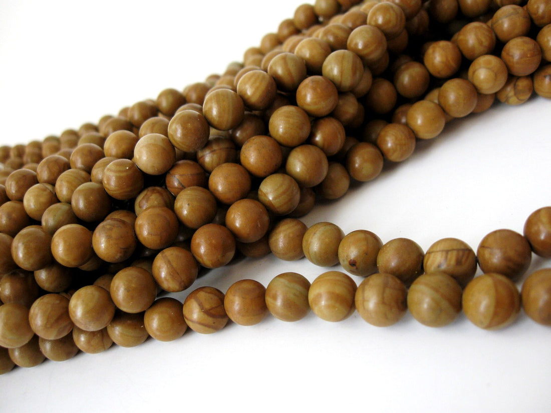 Pierres Naturelles Wood Lace Stone Rondes 8mm