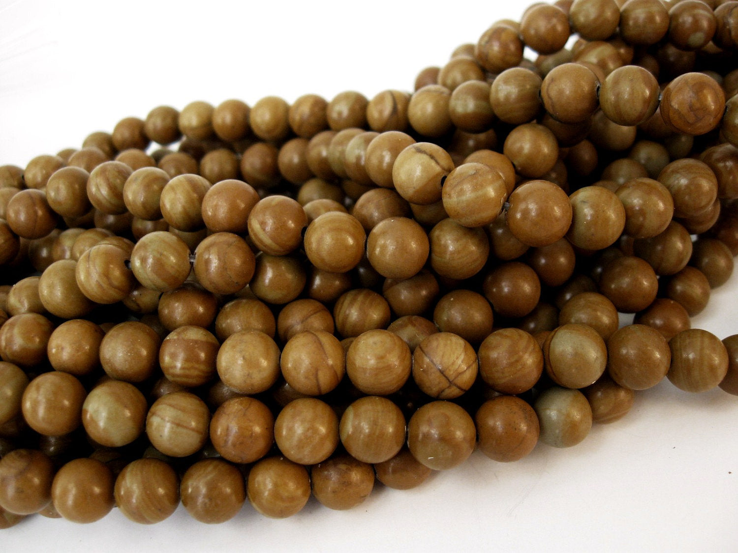 Natural Wood Lace Stone Beads Brown Round 8mm