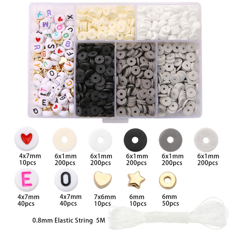 Clay and acrylic beads kit, 1160 assorted rainbow beads, Jewelry bracelet making set
