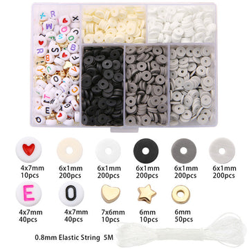 Clay and acrylic beads kit, 1160 assorted rainbow beads, Jewelry bracelet making set