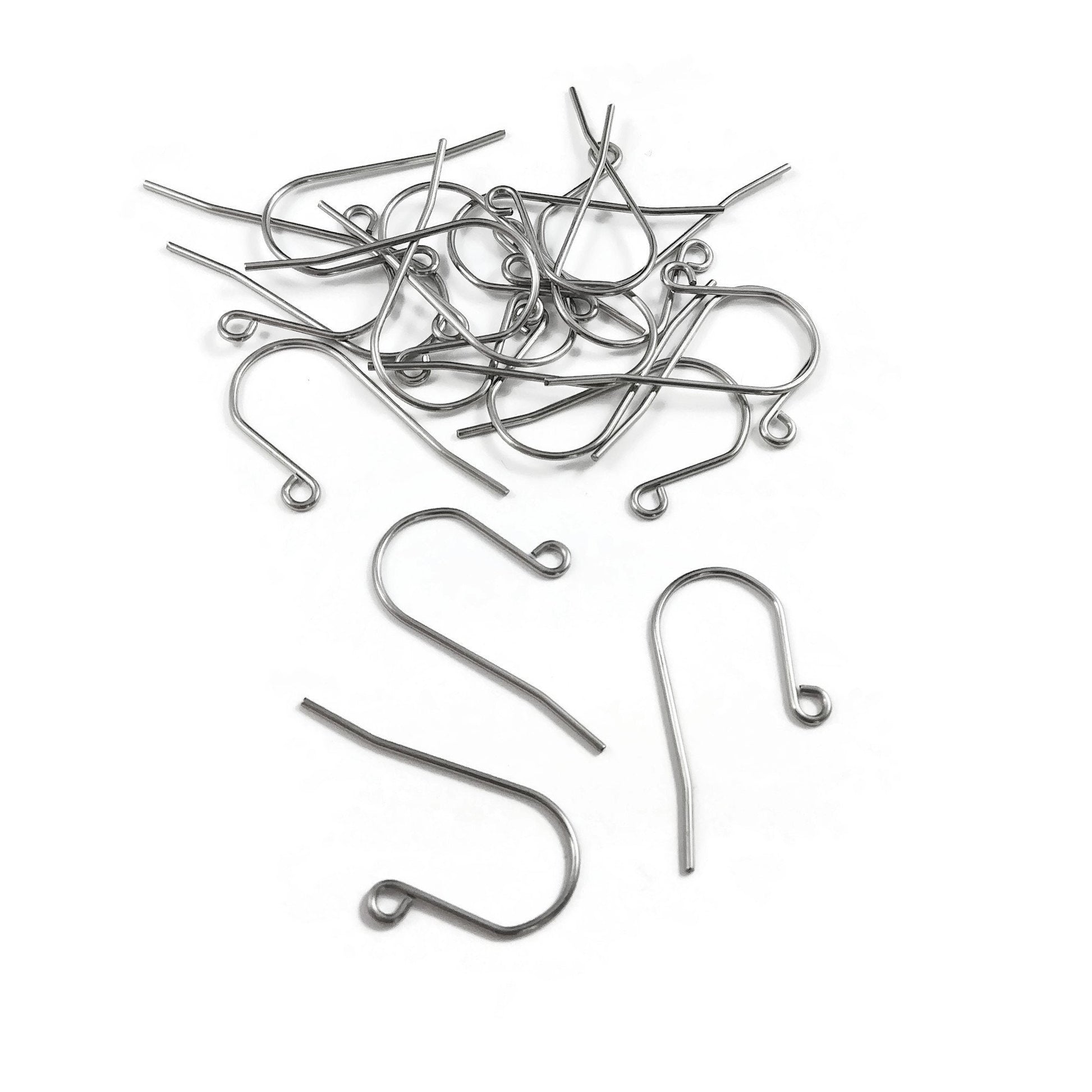 Surgical stainless steel hooks, Minimalist earring findings, Hypoallergenic silver earwire, Jewelry making