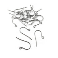 Surgical stainless steel hooks, Minimalist earring findings, Hypoallergenic silver earwire, Jewelry making