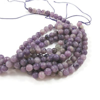 6mm natural lepidolite beads, Round meditation stone beads, Purple gemstone for jewelry making