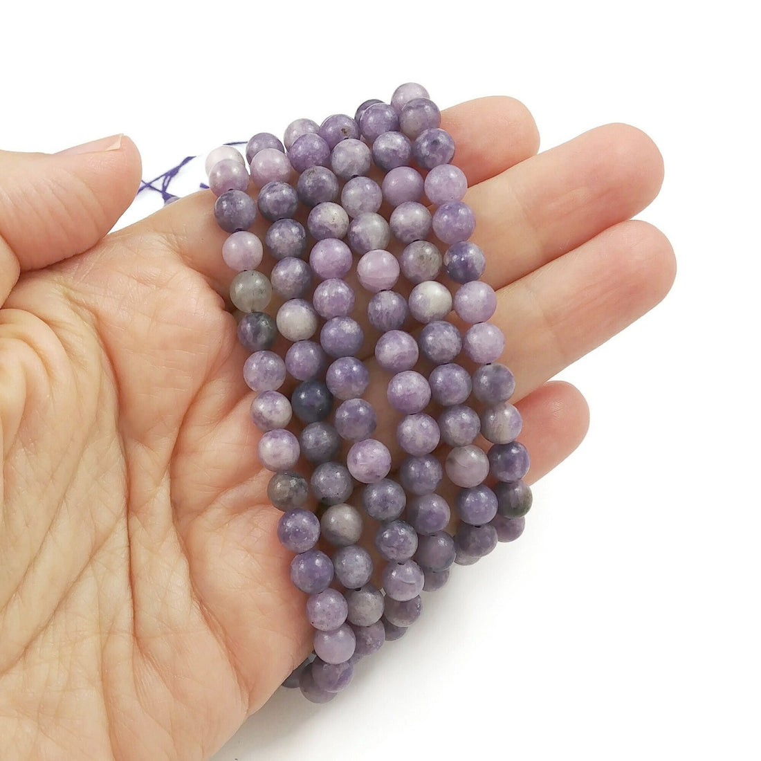 6mm natural lepidolite beads, Round meditation stone beads, Purple gemstone for jewelry making