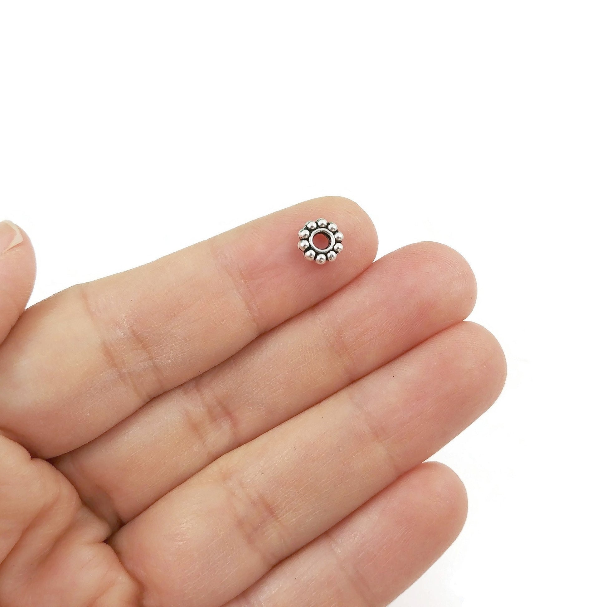 Daisy spacer beads, 6mm heishi beads, Jewelry making nickel-free metal beads, Gold, Silver, Bronze, Copper