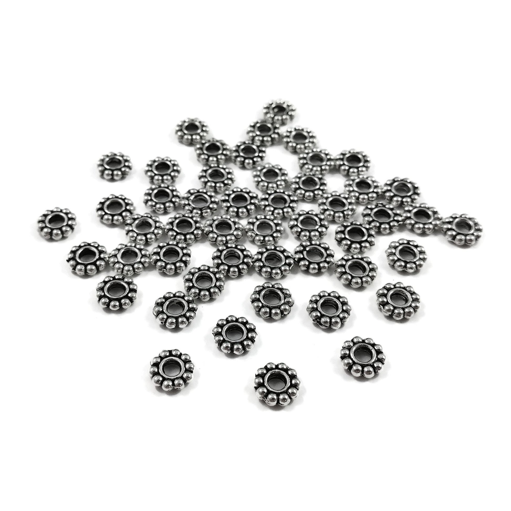 Daisy spacer beads, 6mm heishi beads, Jewelry making nickel-free metal beads, Gold, Silver, Bronze, Copper