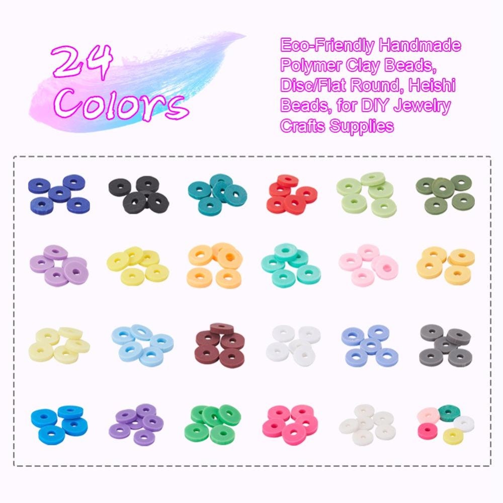 3600 assorted clay beads, Jewelry bracelet making set DIY, 24 colors box, Colorful heishi beads kit