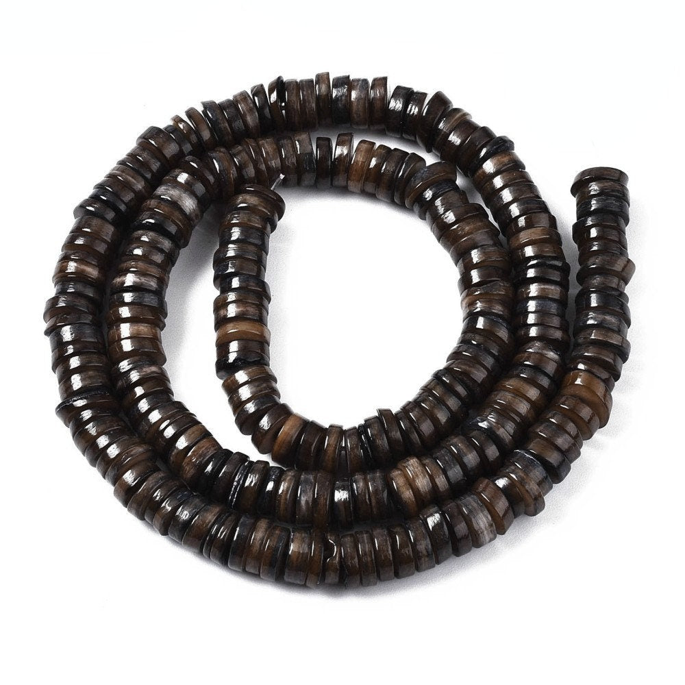 Natural freshwater shell beads, 6mm heishi spacer beads, Colorful beads for jewelry making