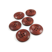 30mm wooden buttons, Red brown sewing buttons, 6 craft knitting buttons