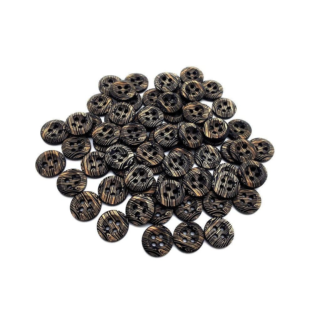 13mm dark wooden buttons, 4 holes shirt sewing buttons, 10 small buttons for knitting