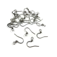 316 Surgical stainless steel ear wire, Flat french earring hooks, Hypoallergenic silver findings, Jewelry making