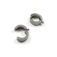 2 No piercing huggie hoops with loop, Stainless steel clip on ear cuffs