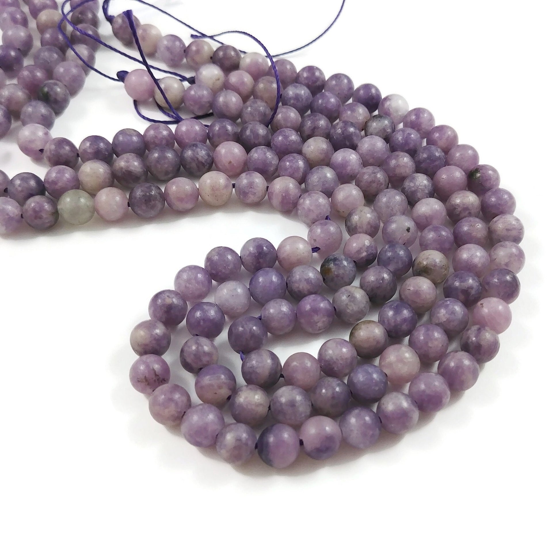 6mm natural lepidolite beads, Round meditation stone beads, Purple gemstone for jewelry making